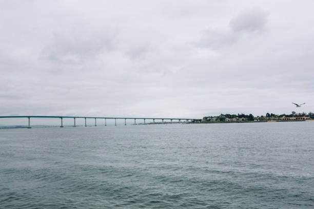 샌디에고 항구와 코로나도 브리지, 관광 여행 목적지 - sailboat pier bridge storm 뉴스 사진 이미지