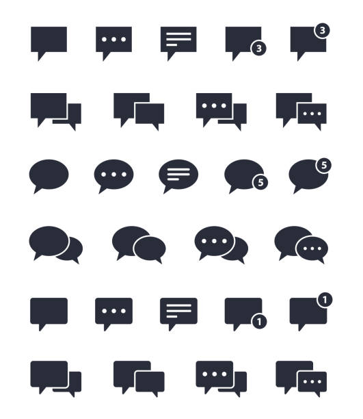 chat-rede blase icons set, anzeigetafeln - sprechblase für internetchat stock-grafiken, -clipart, -cartoons und -symbole