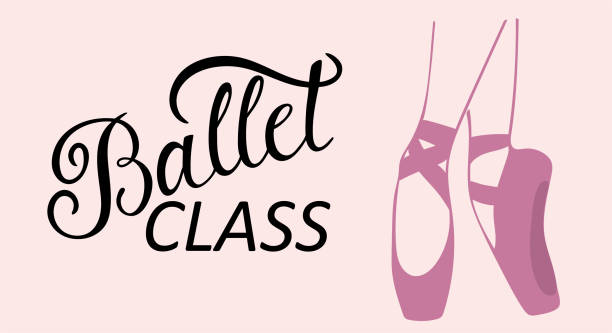 ballett-klasse kalligraphie logodesign. vektor-schriftzug. - ballet shoe dancing ballet dancer stock-grafiken, -clipart, -cartoons und -symbole