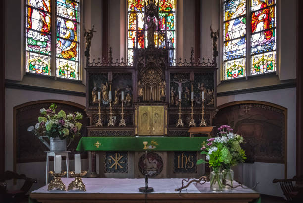 istock Inside a cathedral of catholic church 1094905826