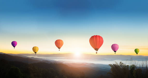istock Sunset Mountain View has a floating balloon in the sky. 1094910014
