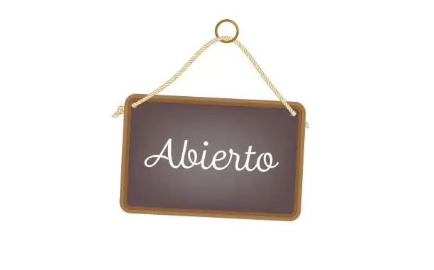 Vector illustration of Door sign - Abierto
