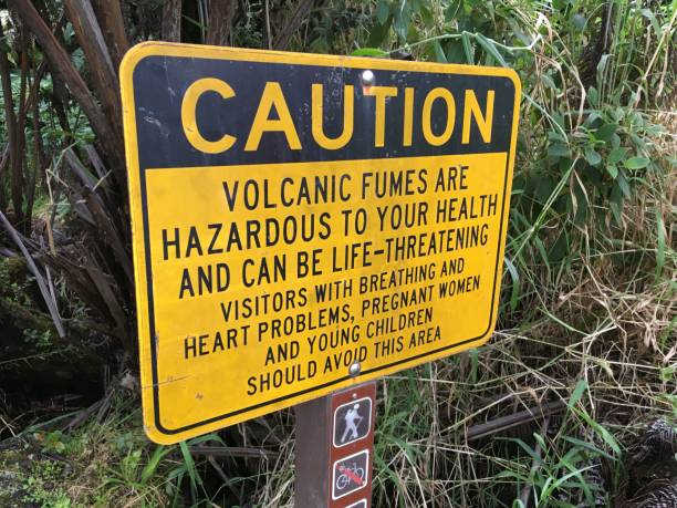 istock Volcano and fumes caution sign 1094918130