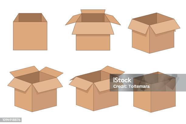 Containers Of Different Size Carton Storage Boxes Stock Illustration -  Download Image Now - Cardboard Box, Large, Small - iStock