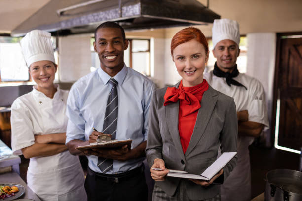 istock Group of hotel staffs standing in kitchen 1094919438