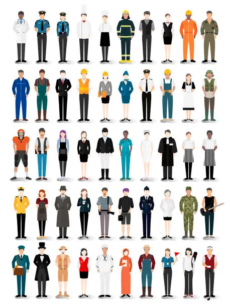Vector illustration of Illustration vector of various careers and professions