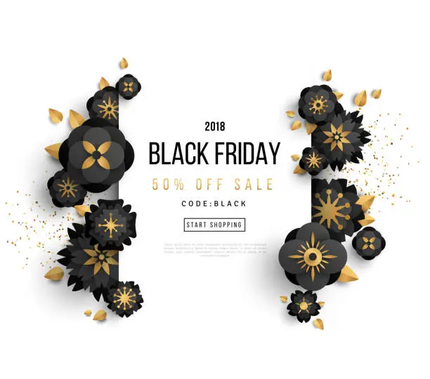Vector illustration of Black Friday Sale with Flowers