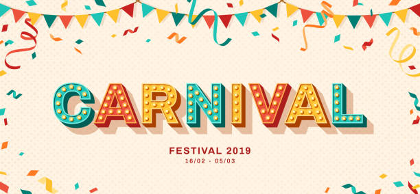 ilustrații de stoc cu carnaval retro tipografie de proiectare - bâlci