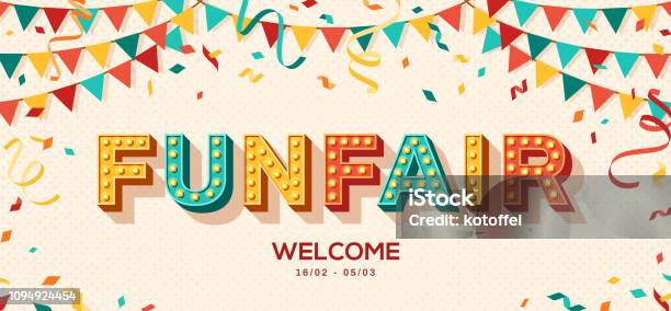 Funfair Retro Typography Design Stock Illustration - Download Image Now - Traveling Carnival, Traditional Festival, School Carnival