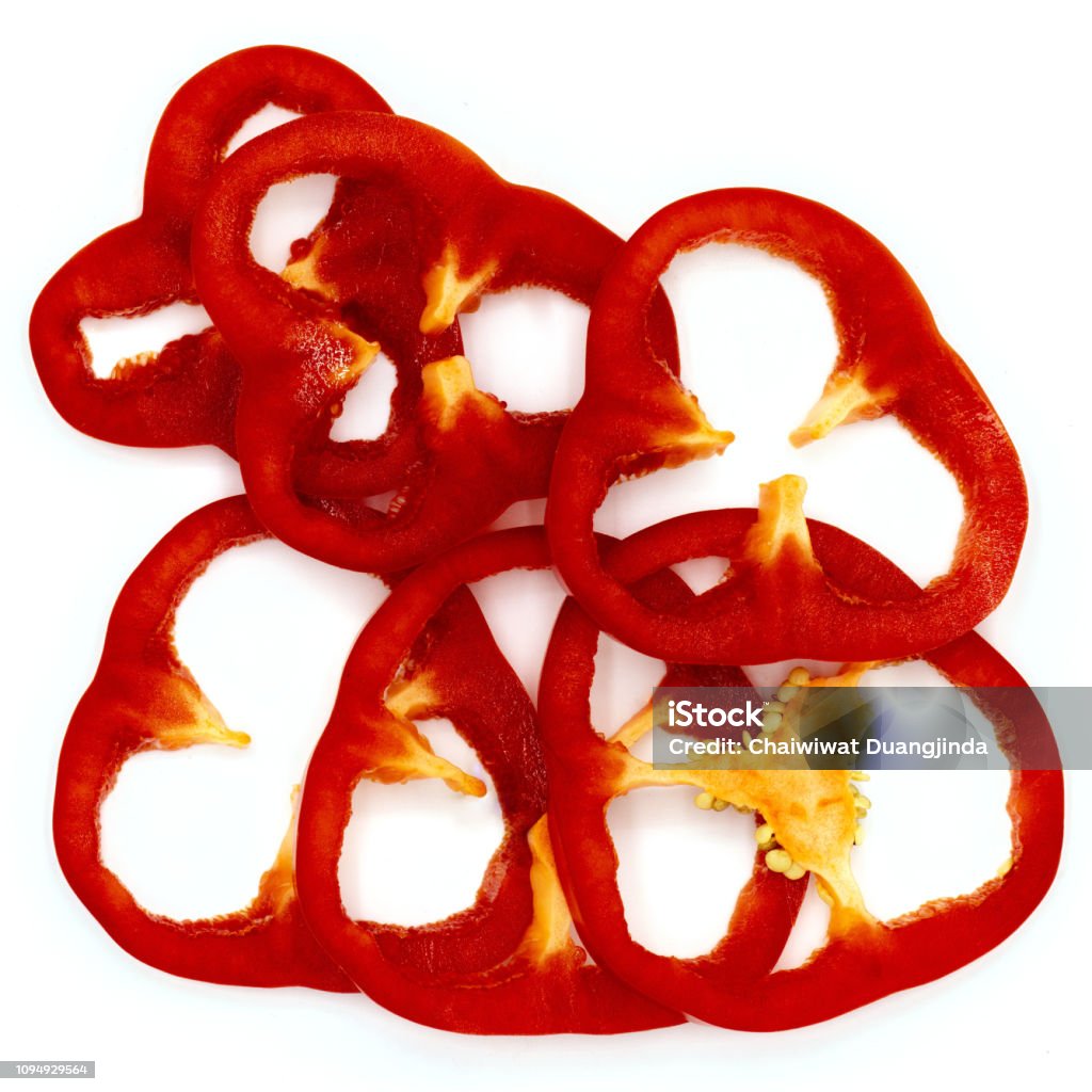 Chilli Slice Red Chilli Slices Separated On A White Background Stock Photo ...