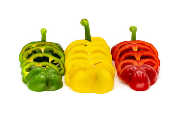 istock Sweet pepper slices on a white background 1094930830