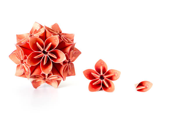 Red packets kusudama flower ball and its unit stock photo