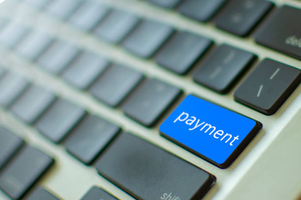 istock Blue keyboard with online payment Keypad. Online Payment concept. 1094942872