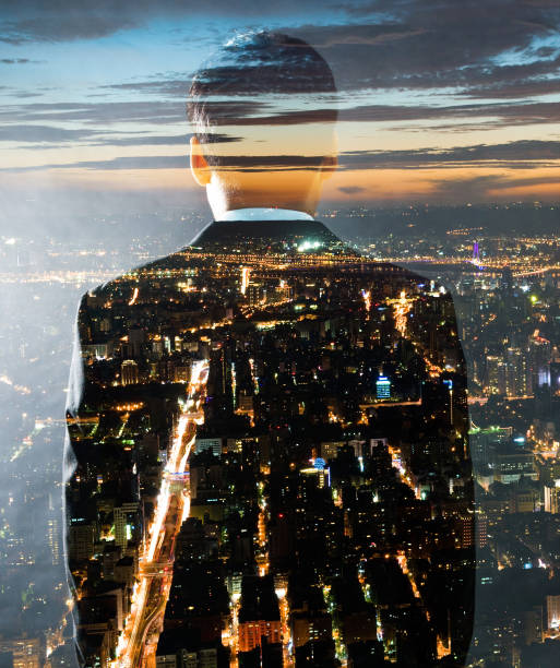 istock Multiple exposure of businessman's back 1094943102