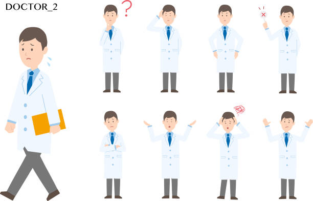 Doctor's Bector Set doctor,man, medical examination,medical,physician、surgeon,medical practitioner 汗 stock illustrations