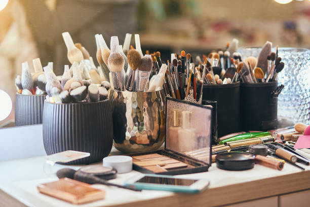 istock Professional makeup products with cosmetic beauty brushes and tools, make-up set 1094946306