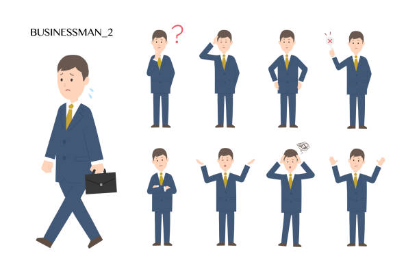 Businessman Vector Set businessman,business,set,vector, Facial expression 汗 stock illustrations