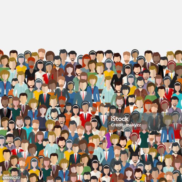 Large Group Of People Seamless Background Business People Teamwork Concept Flat Vector Illustration Stock Illustration - Download Image Now