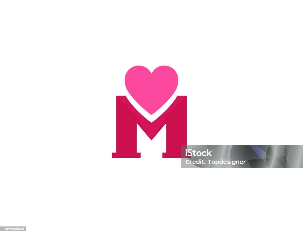M Letter Love Design Stock Illustration - Download Image Now ...