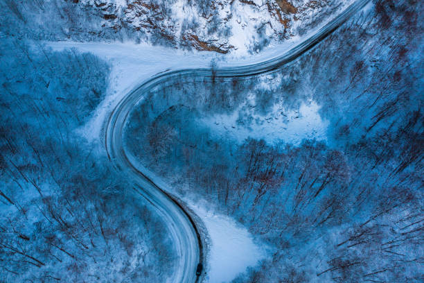 istock Aerial view of winter road 1094966896