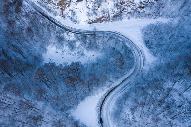 istock Aerial view of winter road 1094966914