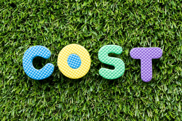 istock Color alphabet letter in word cost on artificial green grass background 1094974552