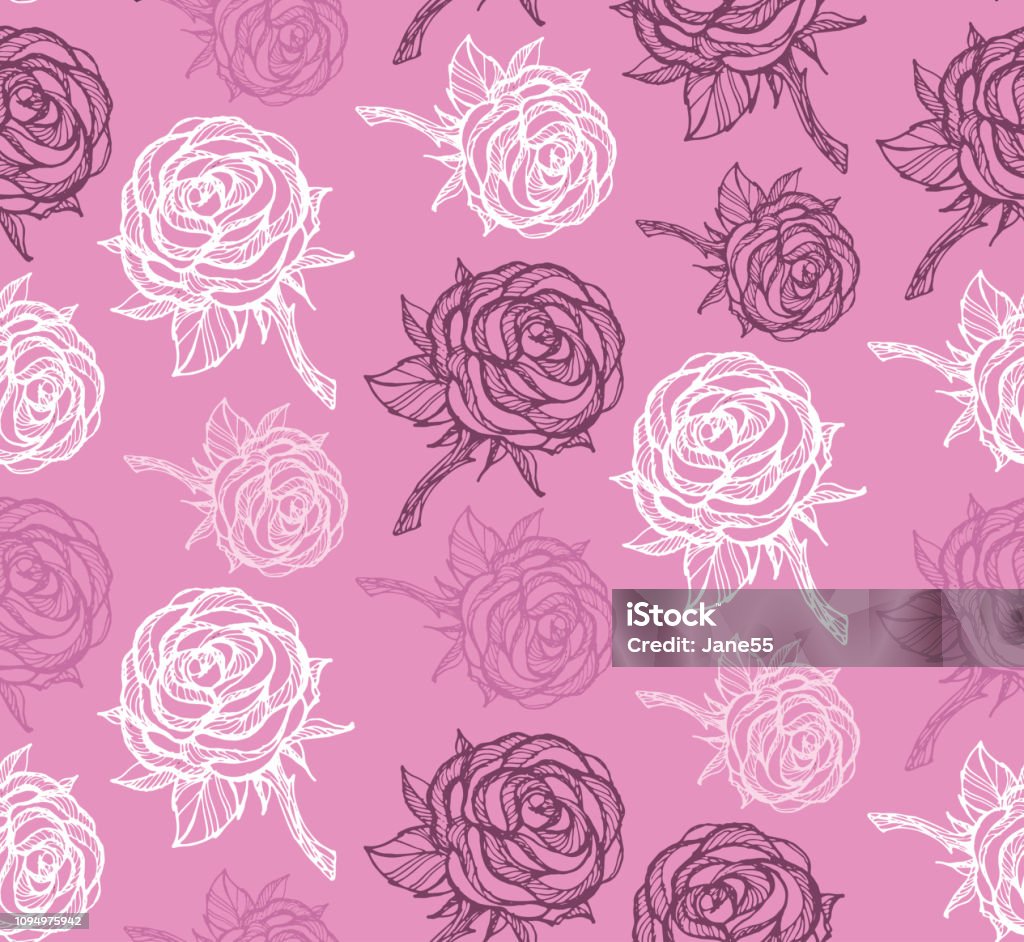 Rose Pattern Sample Hand Drawn Doodle Rose Pattern Background Stock Illustration - Download ...