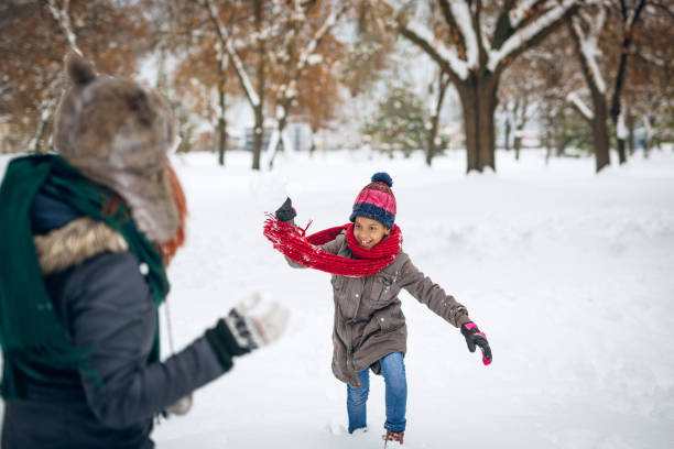 istock Snowball fight in backyard 1094980272