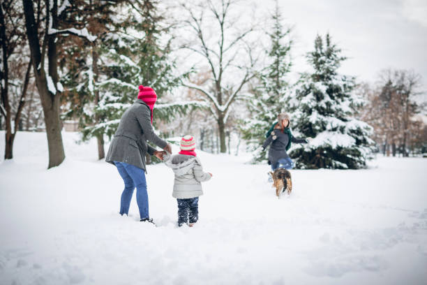 istock Playing with dog in snow 1094980380