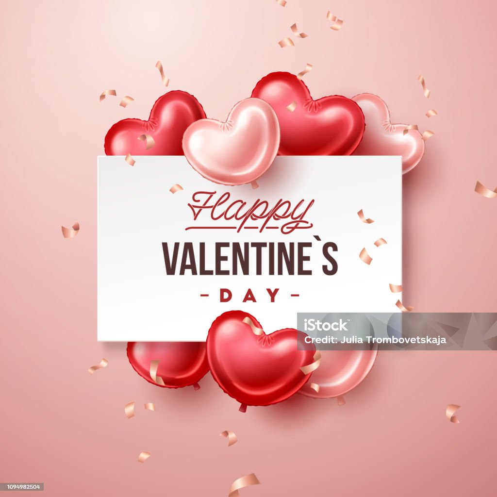 Bannière de la Saint Valentin avec coeur en forme de ballons - clipart vectoriel de Saint Valentin libre de droits