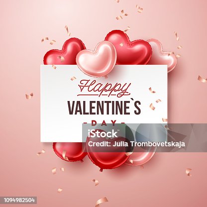 istock Valentines Day banner with heart shaped balloons 1094982504