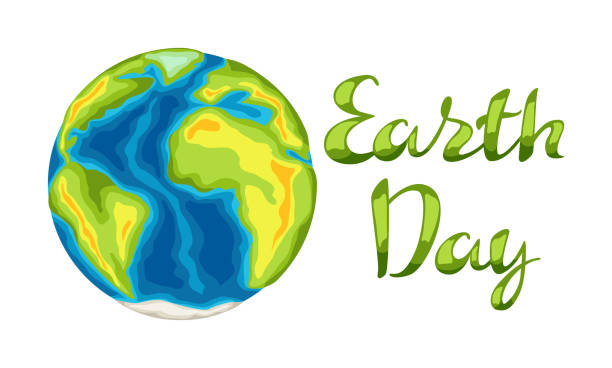 glücklich earth day karte. - earth day banner placard green stock-grafiken, -clipart, -cartoons und -symbole