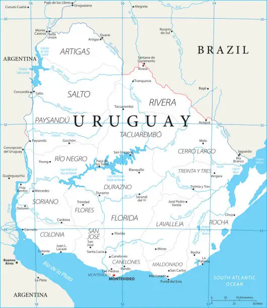 Vector illustration of Map of Uruguay - Vector