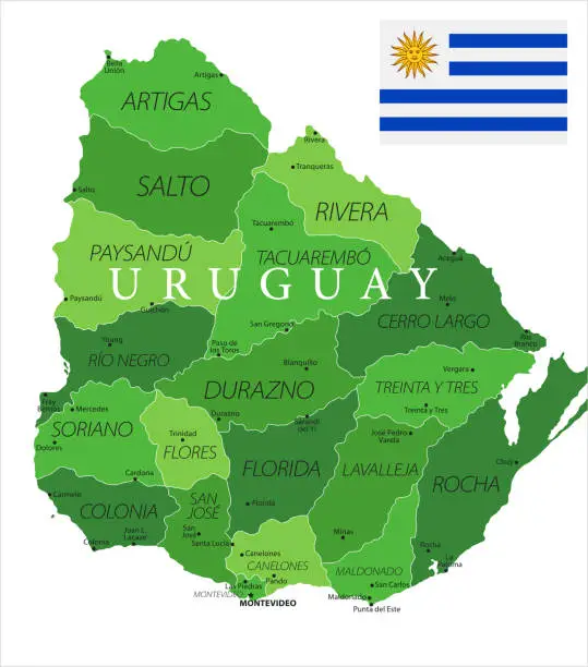 Vector illustration of 15 - Uruguay - Green Isolated 10