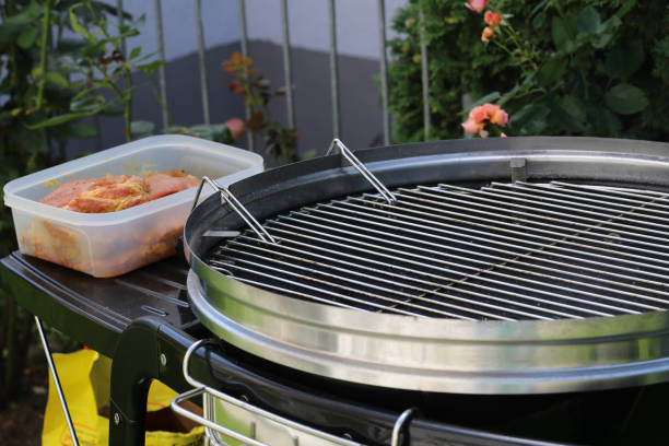 istock Meat steaks on a grill plate 1094998798