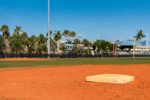Baseball field Baseball field in a public park in Miami. baseline stock pictures, royalty-free photos & images