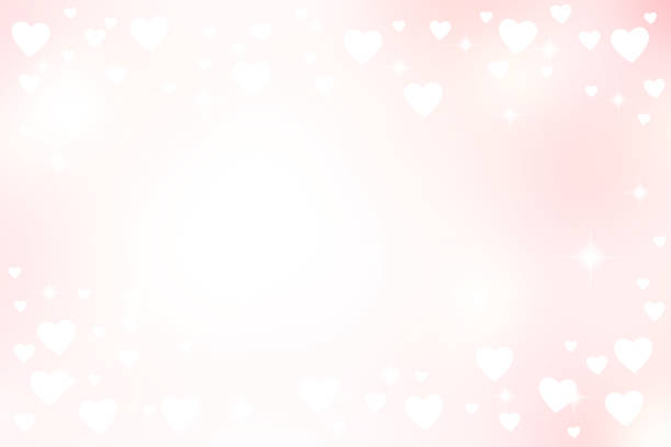 추상 그림 흰색 심장 모양과 발렌타인 하루 2 월 14 일 개념에 대 한 점멸 별 빛 아름 다운 핑크 컬러 그라데이션 및 화이트 샤인 플래시 빛나는 배경 흐림 - soft pink flash stock illustrations