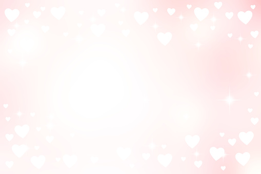 abstract blur beautiful pink color gradient and white shine flash glowing background with illustration white heart shape and blinking star light for valentines day 14 february concept