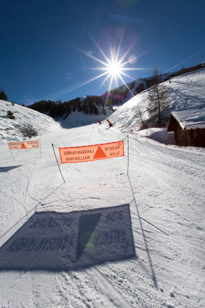 signpost to slow on a ski slope
