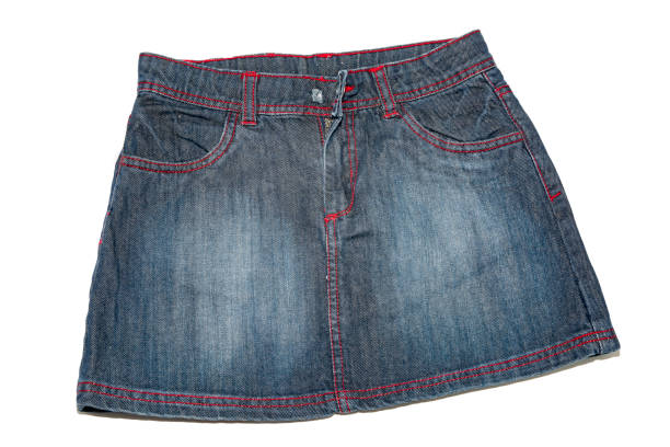 istock Denim blue short skirt on isolated background 1095027904
