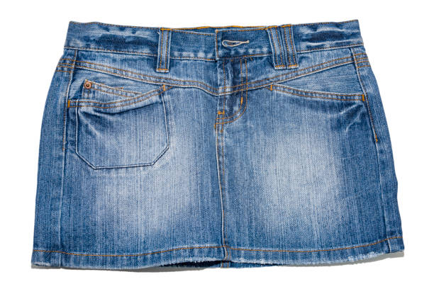 istock Denim blue short skirt on isolated background 1095027906