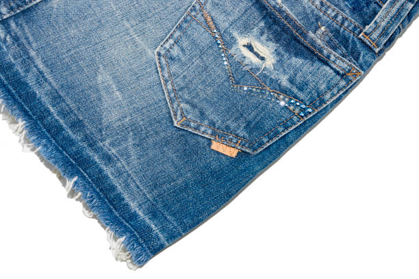 istock Denim blue short skirt on isolated background 1095028144