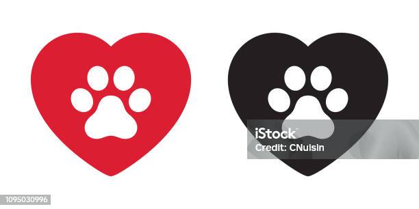 Dog Paw Vector Icon Heart Logo Valentine Symbol French Bulldog Cartoon Illustration Clip Art Graphic Simple Stock Illustration - Download Image Now