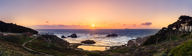 Sunset panorama at Lands End, San Francisco, California