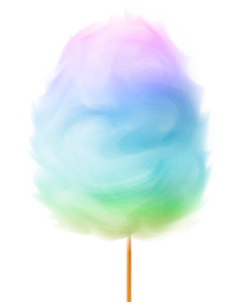 Tricolor realistic cotton candy Tricolor realistic cotton candy, different tastes.Isolated on white background. candyfloss stock illustrations