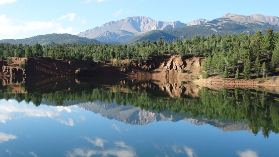 Pikes Peak from Catamont lake. One of the wonderful views to be seen in the Pike National forest. 20 minutes from downtown Colorado Springs. The closest National Forest from any U.S. city