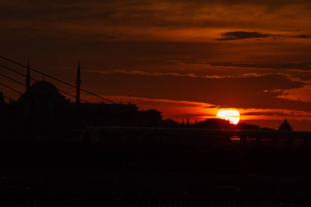 Sunset and silhouette of Istanbul