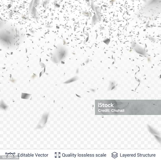 Silver Festive Tinsel Confetti Blurred In Motion Stock Illustration - Download Image Now - Confetti, Silver - Metal, Silver Colored