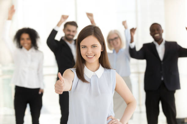 istock Happy client showing thumbs up satisfied with good service concept 1095047200