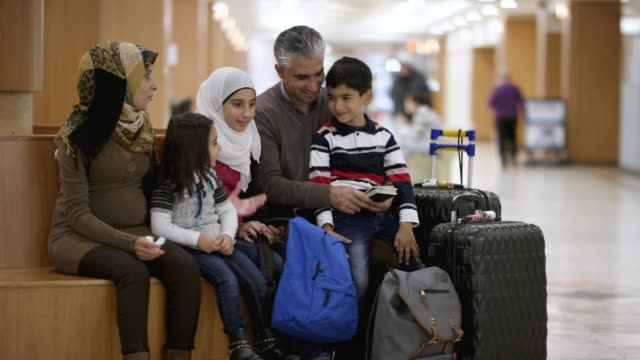 Muslim family with passports